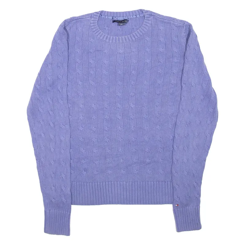 Tommy Hilfiger Womens Jumper Purple Cable Knit M 1