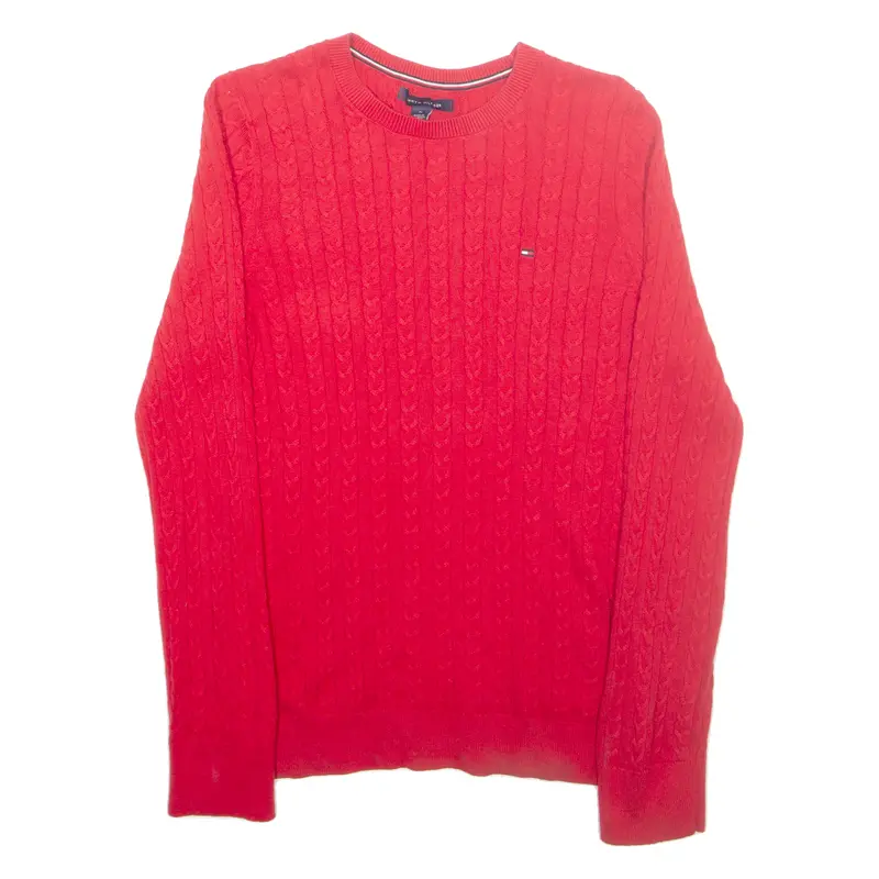 Tommy Hilfiger Womens Jumper Red Cable Knit M 1