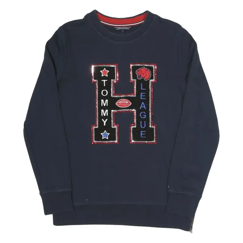 Tommy Hilfiger Womens Navy Blue Cotton Blend Crew Neck Sweatshirt S 1