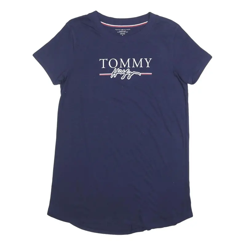 Tommy Hilfiger Womens Navy Blue Graphic T-Shirt M Short Sleeve Crew Neck Casual 1