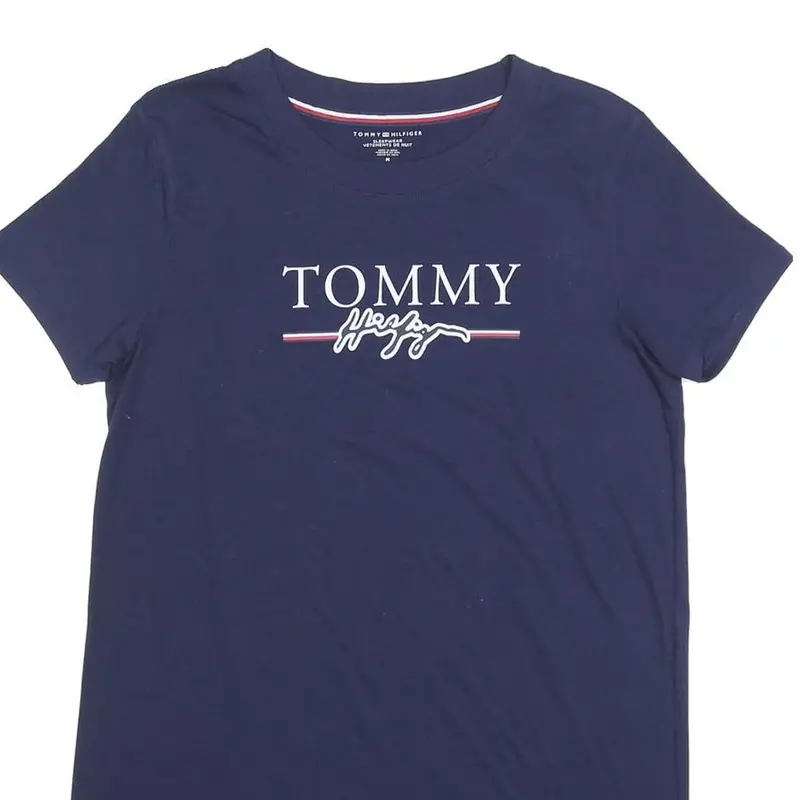 Tommy Hilfiger Womens Navy Blue Graphic T-Shirt M Short Sleeve Crew Neck Casual 2