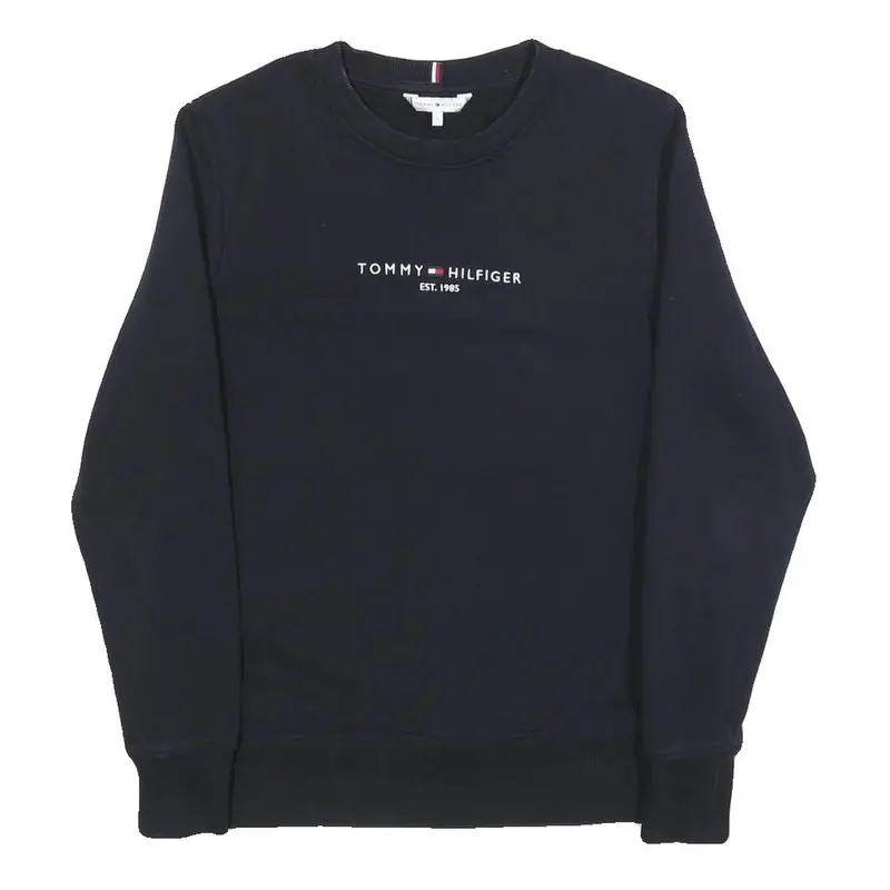 Tommy Hilfiger Womens Navy Blue Sweatshirt Crew Neck S Classic Logo Est 1985 1