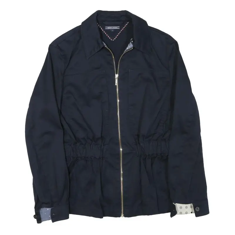 Tommy Hilfiger Womens Navy Blue Zip Up Cotton Blend Jacket S Plain Casual 1