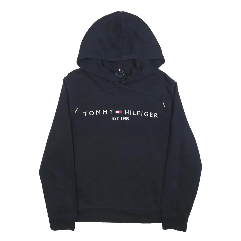 Tommy Hilfiger Womens Navy Hoodie M Cotton Pullover Logo Est 1985 1
