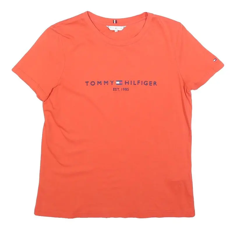 Tommy Hilfiger Womens Orange Graphic T-Shirt S Short Sleeve Crew Neck Logo Print 1
