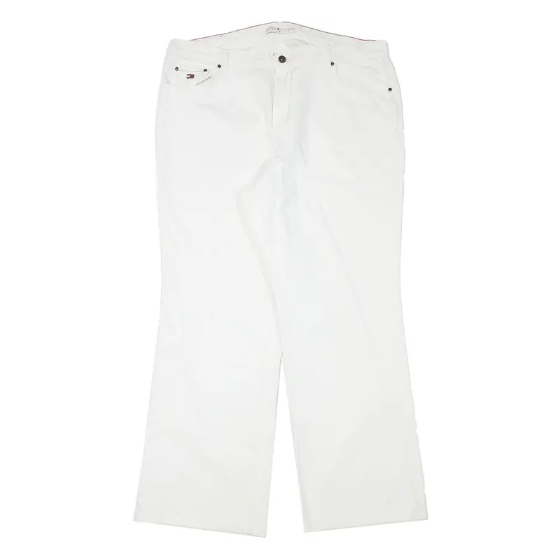 Tommy Hilfiger Womens Relaxed White Cotton Blend Jeans W38 L31 Zip Pocket 1