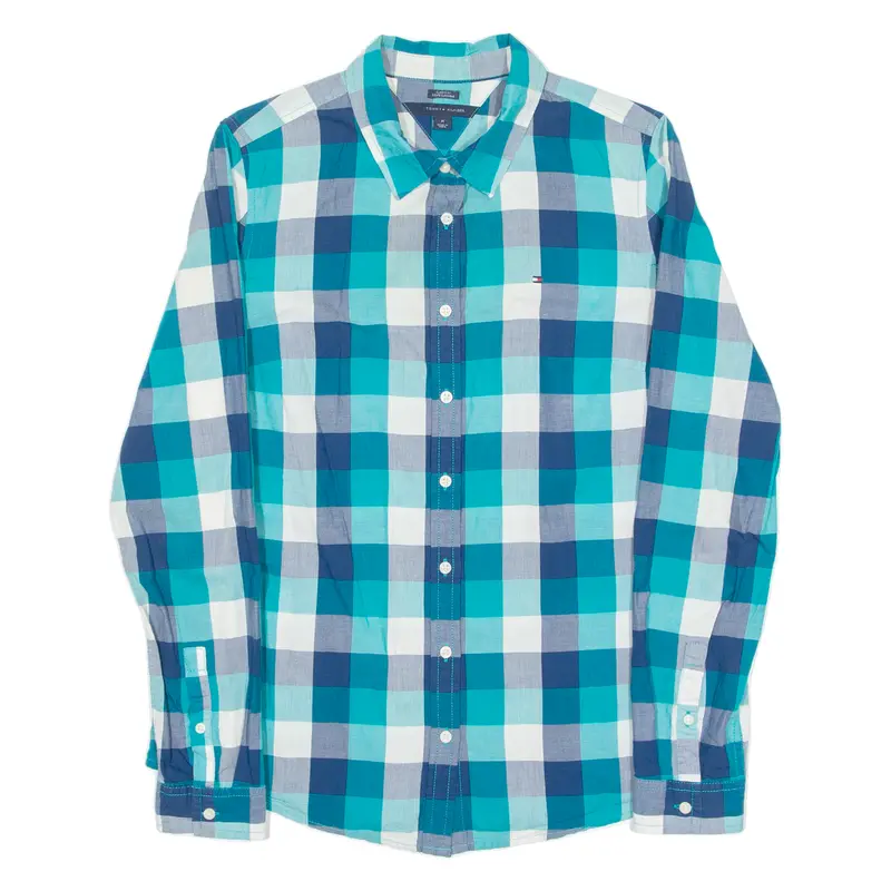 Tommy Hilfiger Womens Shirt Blue Check Long Sleeve M 1