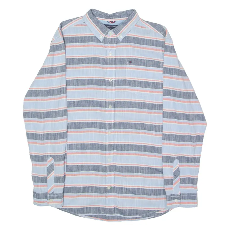 Tommy Hilfiger Womens Shirt Blue Striped Long Sleeve Xl 1