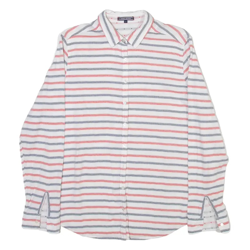 Tommy Hilfiger Womens Shirt White Striped Long Sleeve Uk 10 1