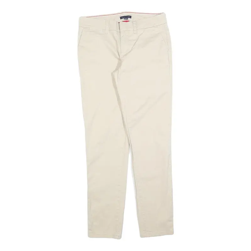 Tommy Hilfiger Womens Slim Beige Cotton Blend Zip Trousers W28 L30 Classic 1
