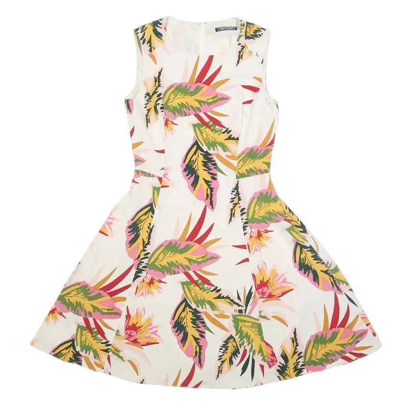 Tommy Hilfiger Womens White Floral Sleeveless Fit & Flare Polyester Dress S 1