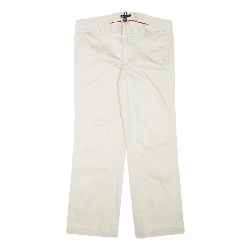 Tommy Hilfiger Womens White Regular Fit Straight Leg Trousers W33 L28 Cotton 1