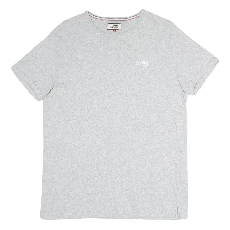 Tommy Jeans Mens Grey Plain T-Shirt M Short Sleeve Crew Neck Casual Cotton Blend 1