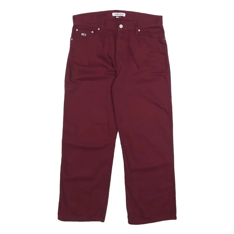 Tommy Jeans Mens Jeans Maroon Relaxed Straight Denim W34 L30 Classic Casual 1