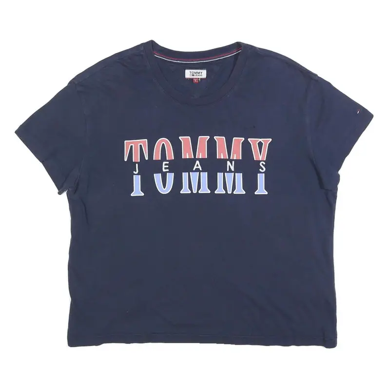 Tommy Jeans Womens Navy Blue Graphic T-Shirt L Short Sleeve Crew Neck 1