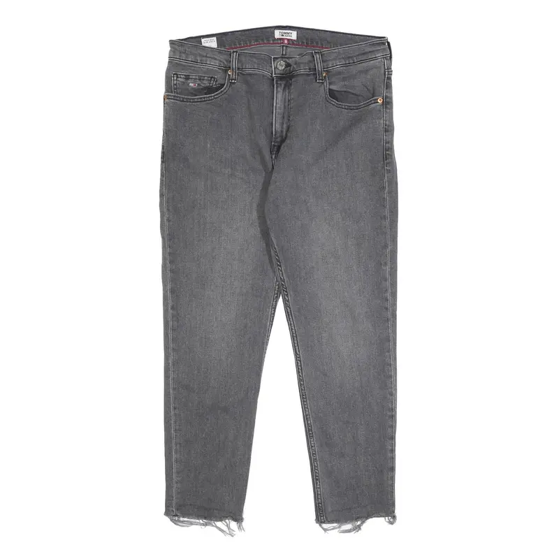 Tommy Jeans Womens Regular Grey Denim Raw Hem W32 L25 Zip Closure Cotton Blend 1