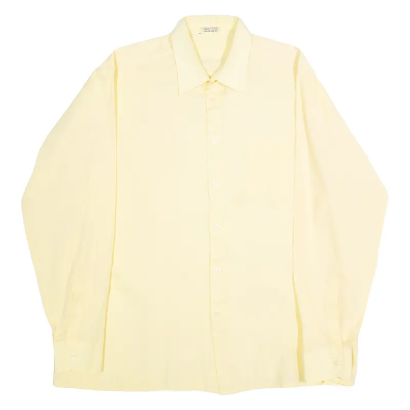 Top Shirt Mens Plain Shirt Yellow Long Sleeve L 1