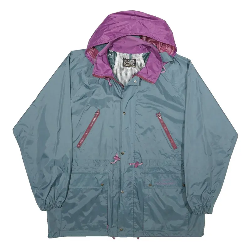 Top Spirit Mens Blue & Purple Hooded Nylon Zip Jacket Xl Lightweight Water 1
