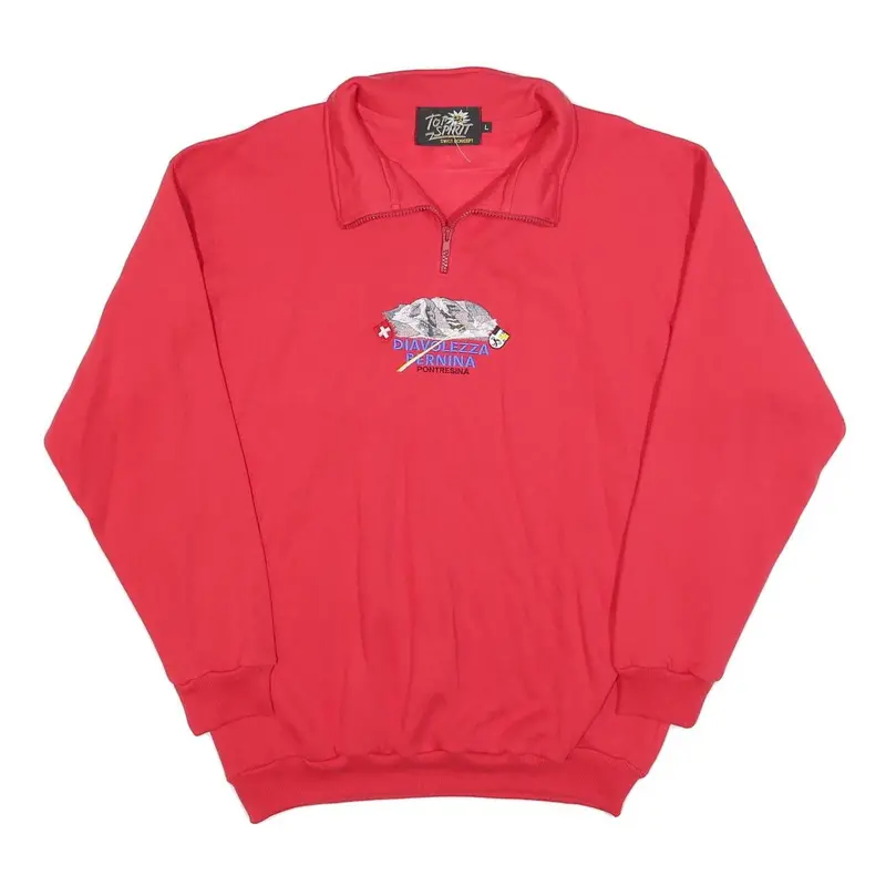 Top Spirit Womens Red 1/4 Zip L Diavolezza Bernina Pontresina Sweatshirt 1