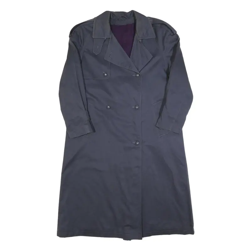 Topline Womens Blue Button Cotton Blend Classic Regular Fit Trench Jacket M 1