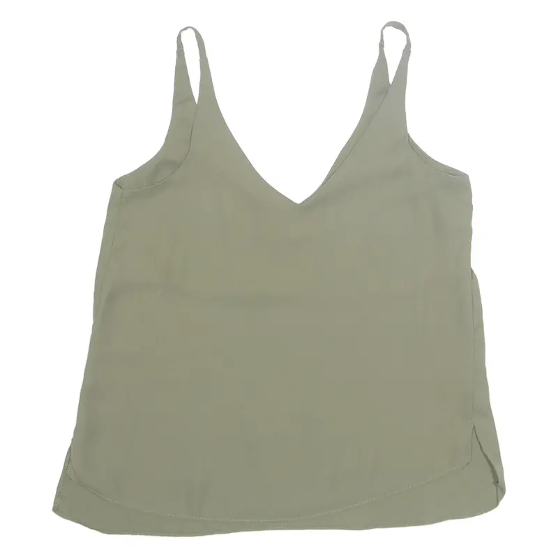 Topshop Crop Petite Womens Camisole Vest Green V-Neck Uk 6 1