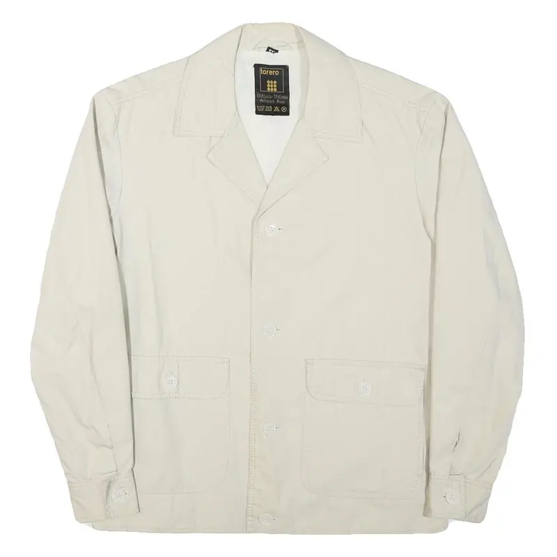 Torero Mens Cream Button Cotton Blend Jacket M Classic Plain Casual Lightweight 1