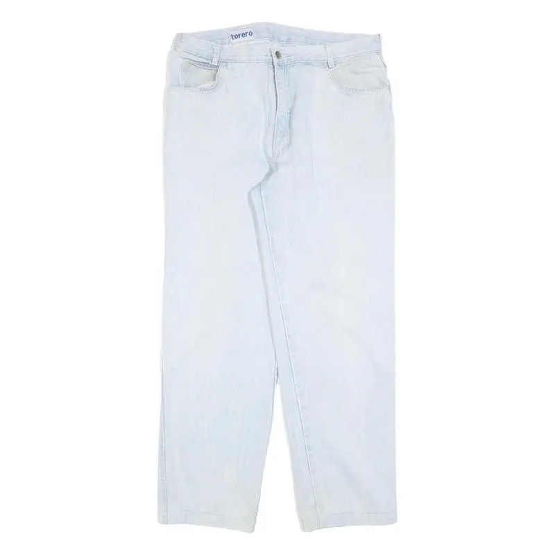 Torero Womens Regular Fit Light Blue Denim Jeans W34 L30 Cotton Blend Zip 1