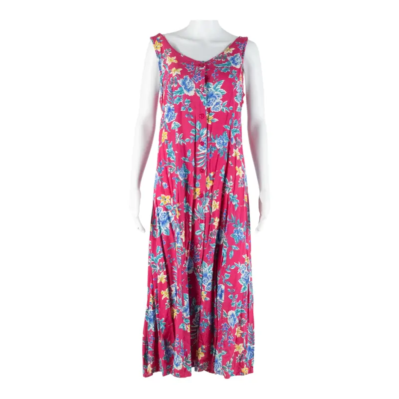 Toujours Womens Tea Dress Pink Floral Sleeveless Midi S 1
