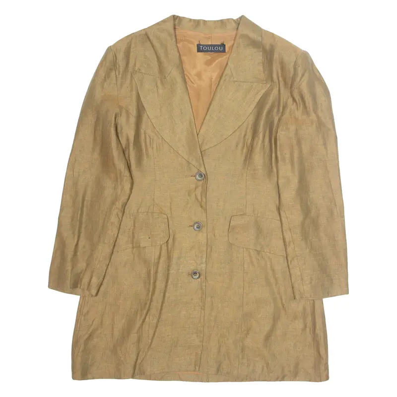Toulou Womens Blazer Jacket Brown L 1
