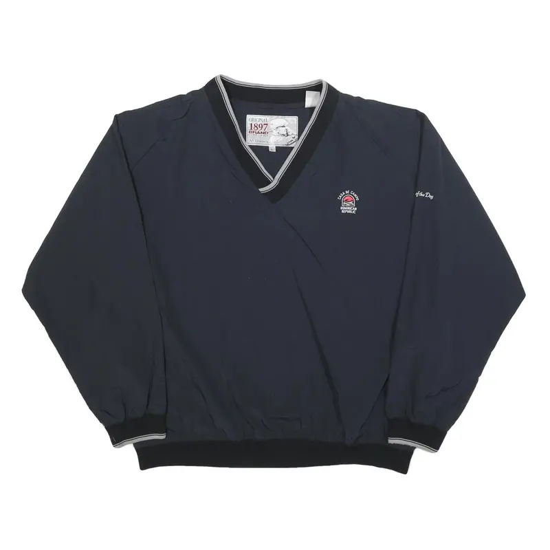 Tourney Mens Navy Blue V-Neck L Casual Polyester Blend Pullover Sweatshirt 1