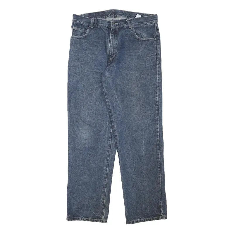 Track Mens Regular Blue Jeans Denim W34 L31 Cotton Blend Zip Casual Classic Fit 1