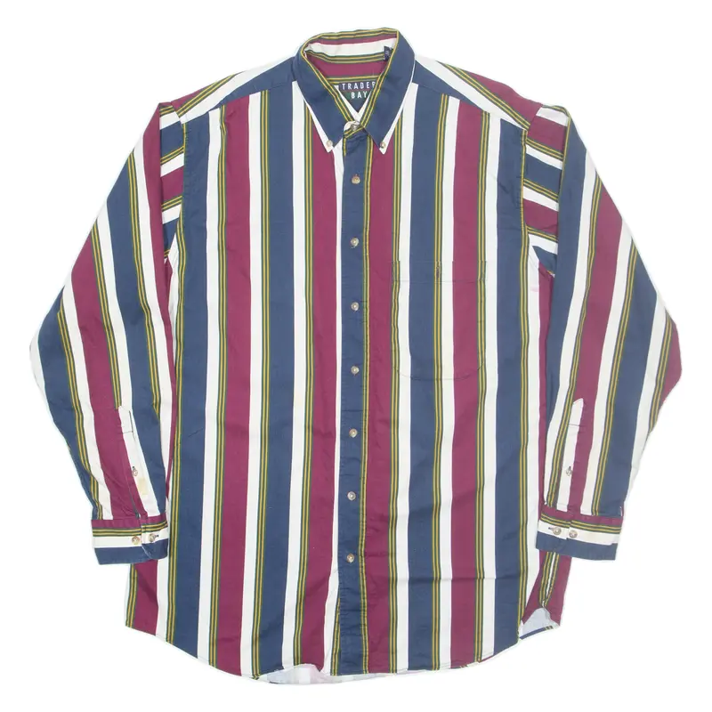 Trader Bay Tall Mens Shirt Maroon Striped Long Sleeve L 1