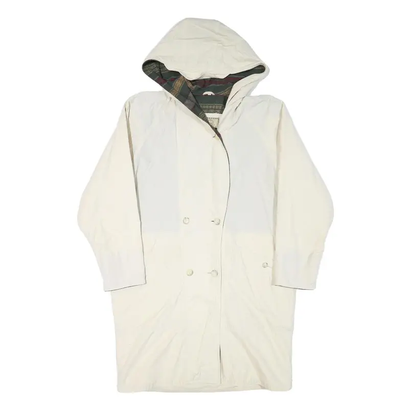 Tradition Womens Cream Jacket L Polyester Blend Plain Button Closure Hooded 1