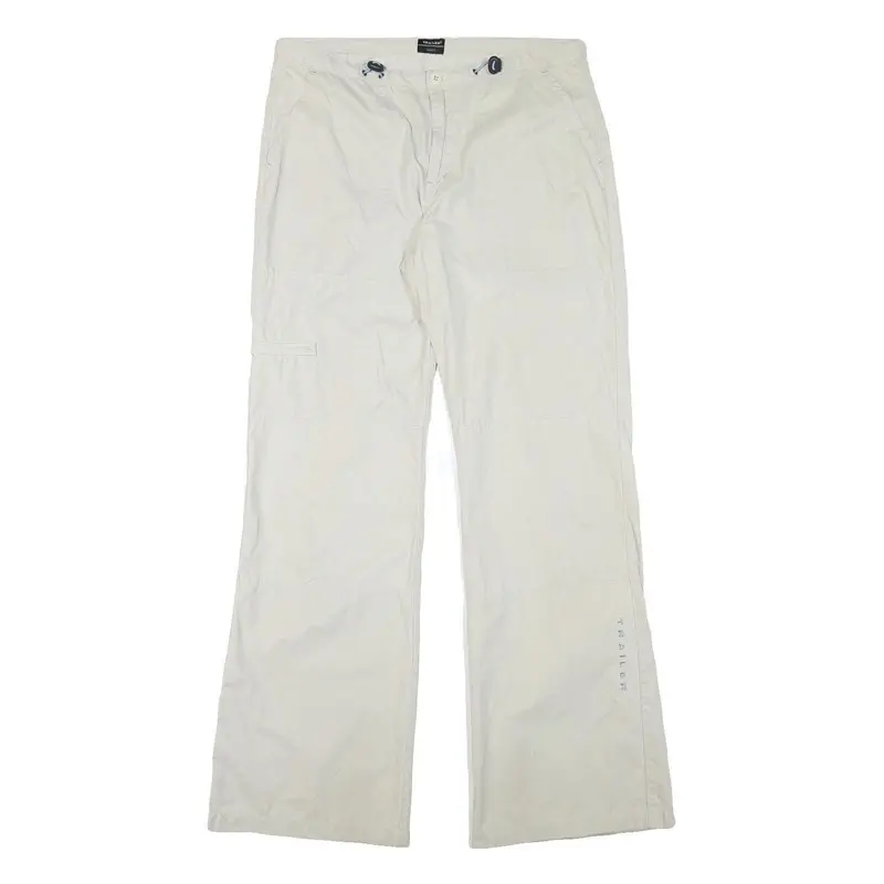 Trailer Mens Polyester Blend Cream Relaxed Drawstring Trousers W33 L33 Casual 1