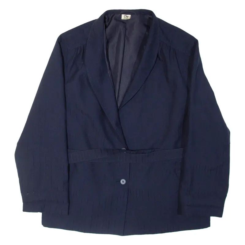 Trevira Belted Mens Blazer Jacket Blue Pinstripe Xl 1