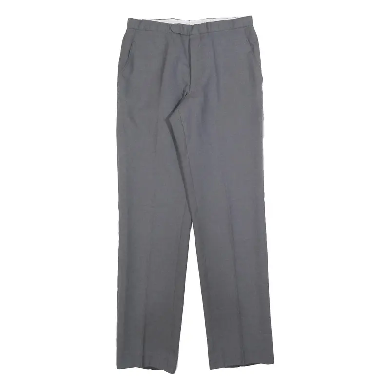 Trevira Mens Wool Grey Regular Straight Trousers W28 L32 Classic Formal Zip 1