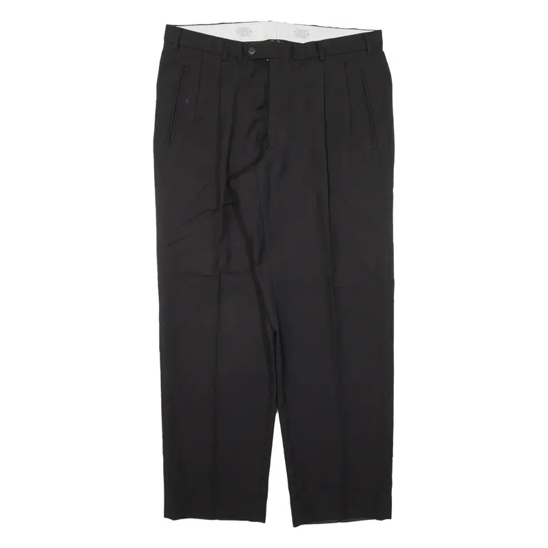 Trevira Pleated Womens Trousers Black Regular Straight Wool W34 L29 1