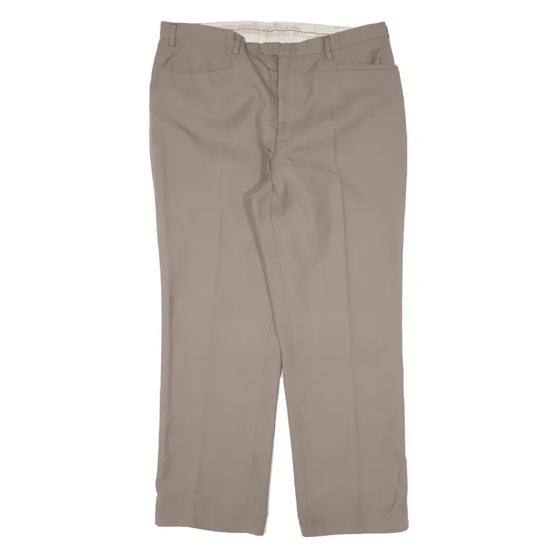 Trevira Pleated Womens Trousers Brown Regular Straight Wool W34 L27 1