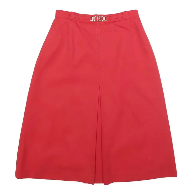Trevira Womens Red Wool Blend Pleated Midi Skirt Xs Elegant Classic 1