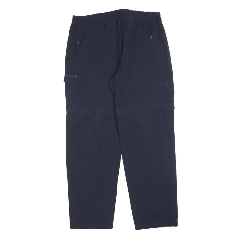Trevolution Mens Regular Navy Blue Polyester Blend Zip Trousers W34 L32 Casual 1