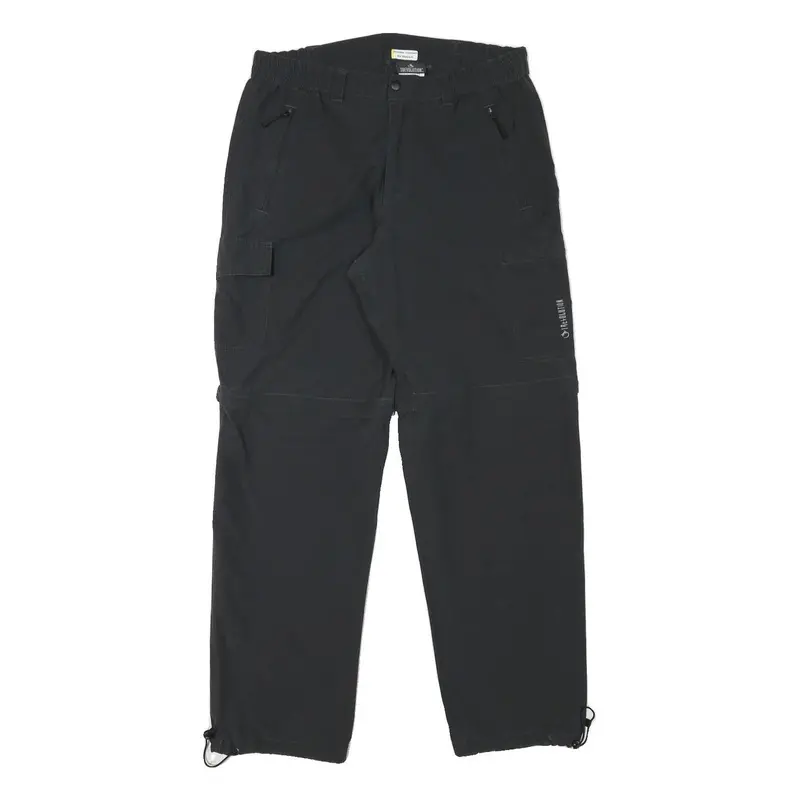 Trevolution Mens Relaxed Black Polyester Blend Zip Trousers W32 L31 Cargo Style 1