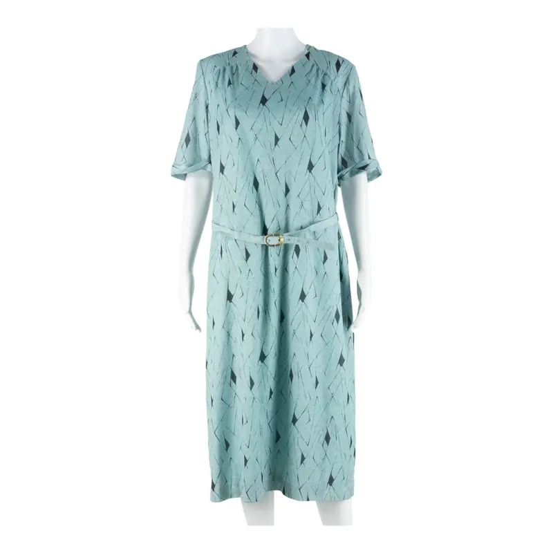 Trico Modern Belted Womens Day Dress Blue Short Sleeve Midi M 1