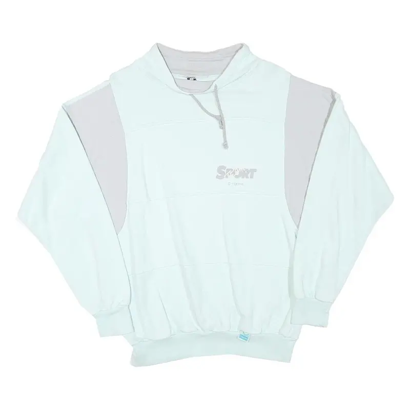 Trigema Mens White & Light Grey Sport Pullover Sweatshirt M Cotton Blend Casual 1