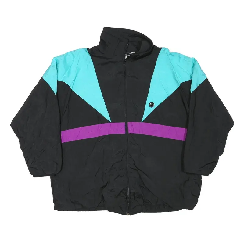 Trikora Mens Black & Turquoise Purple Zip Jacket 2Xl Polyester Blend Colourblock 1