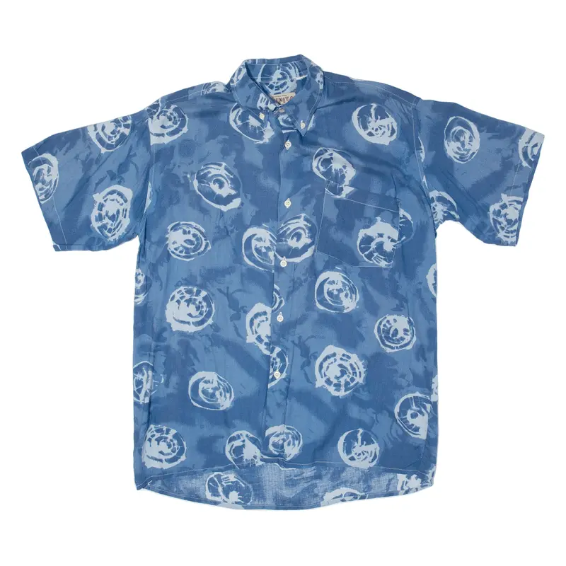 Trinita Mens Shirt Blue Crazy Pattern L 1