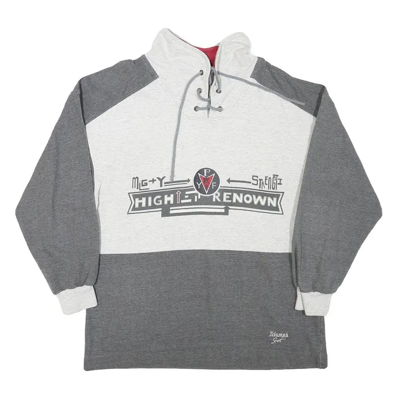 Triumph Mens Grey & Cream High Renown Crew Neck Xs Cotton Blend Pullover 1