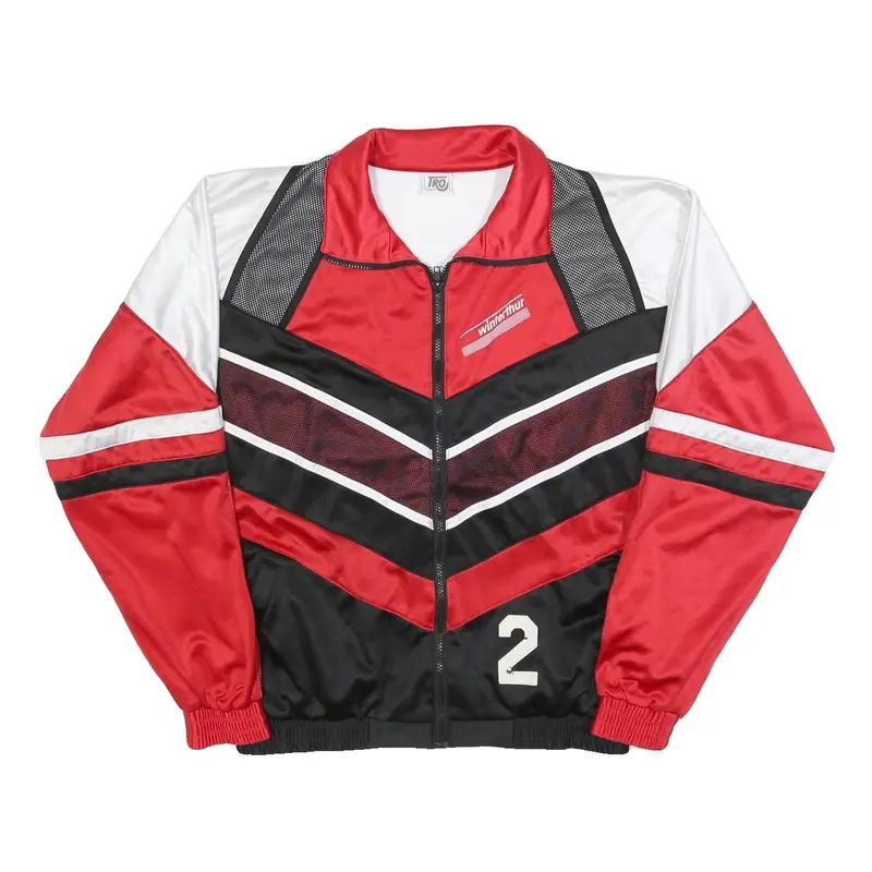 Tro Mens Red & Black Zip Jacket M Polyester Blend Sports Racing Retro Style 1