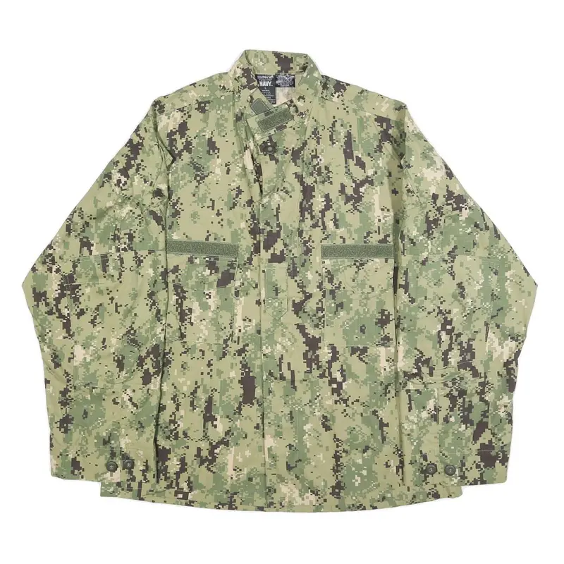 Trooper Mens Green Camouflage Military Button Cotton Blend Jacket L 1