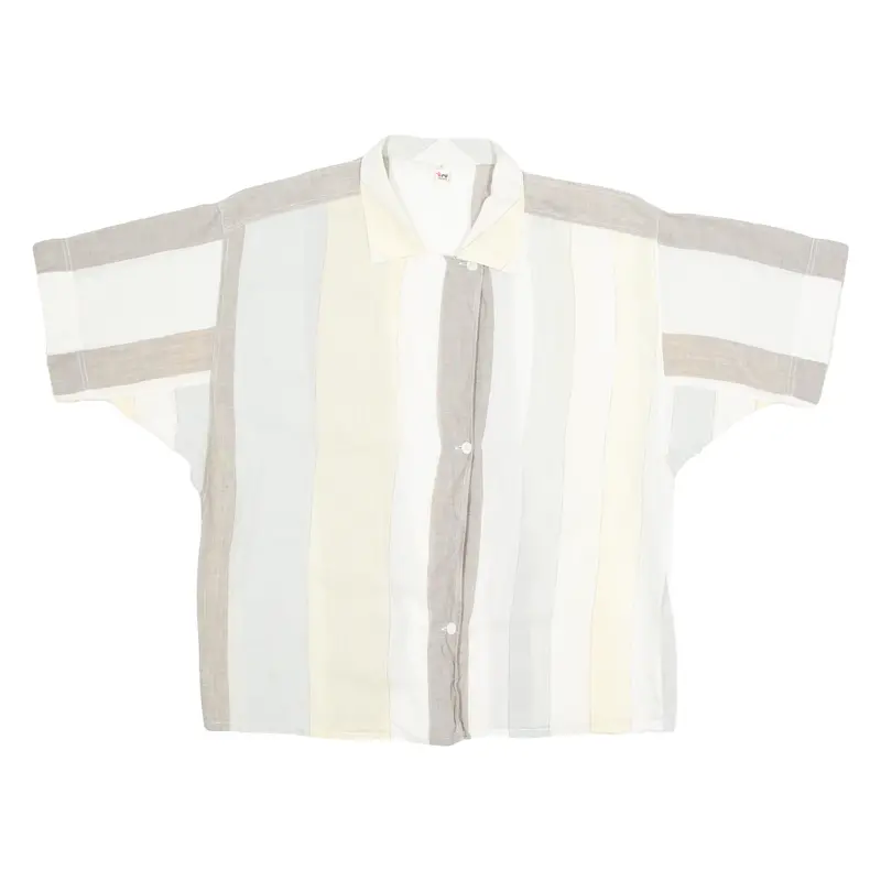 Tru Blouse Womens Shirt Yellow 90S Striped L 1