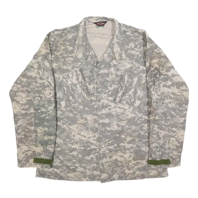 Tru-Spec Mens Grey Camouflage Button Jacket Xl Cotton Blend Military Combat 1